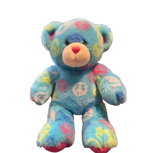 Build A Bear Kids Blue Peace & Friendship Stuffed Bear Plush Toy One Size - Picture 2 of 8